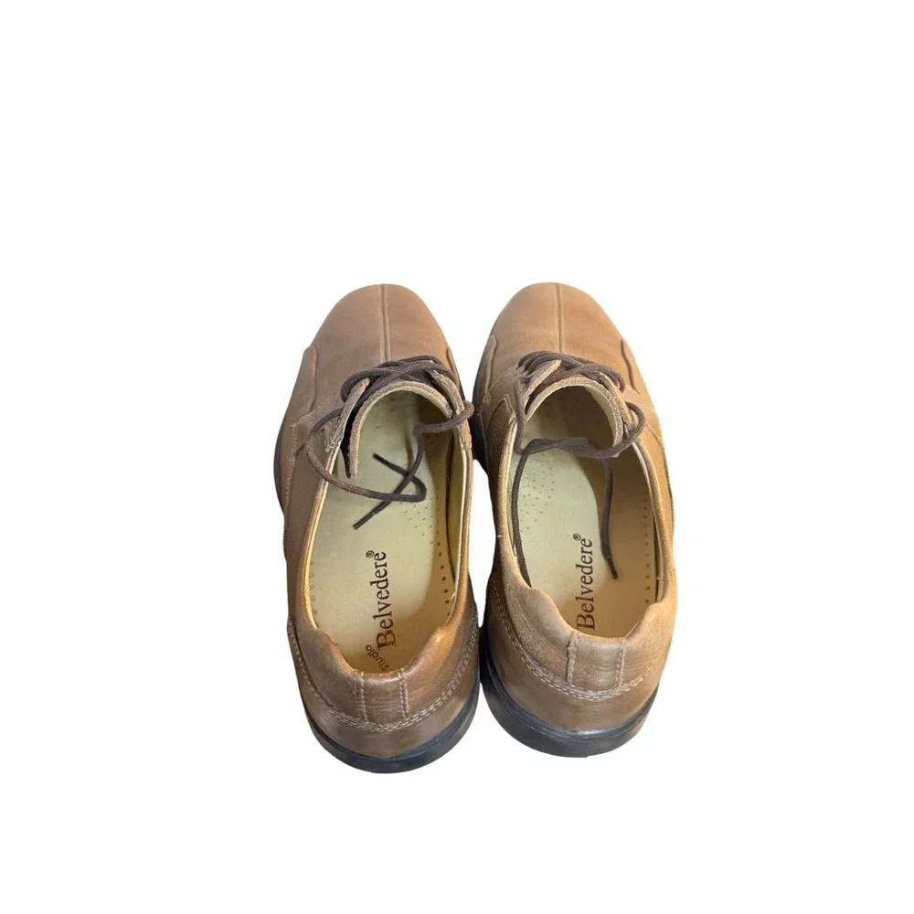 Studio Belvedere Baybridge‎ Mens 8.5 D Tan Brown Leather Square Toe Oxford Shoes